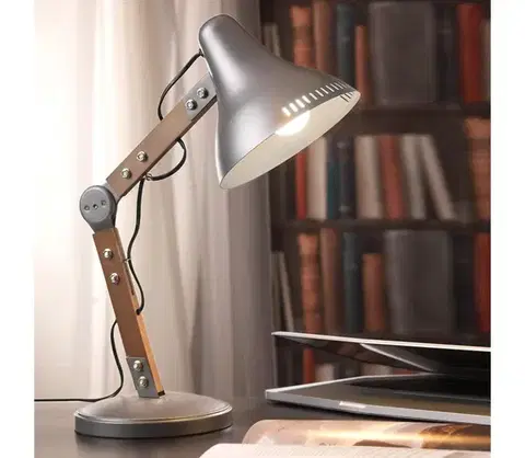 Lampy ONLI - Stolná lampa ARCHITETTO 1xE27/22W/230V 62 cm šedá/hnedá 4930/LG
