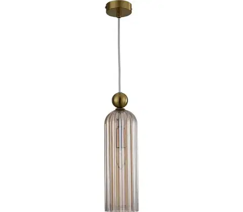 Svietidlá Light Prestige Závesný luster na lanku PIEGA 1xE14/40W/230V mosadz/dymovo-béžová LP-939/1P amber