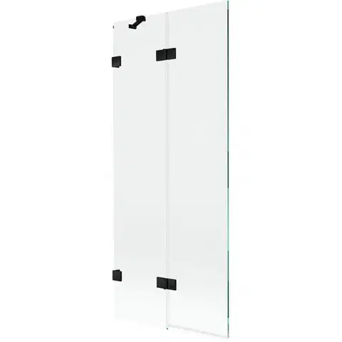 Sprchové dvere MEXEN/S - Lunar vaňová zástena 2-krídlová ľavá 80 x 150, transparent, čierna 897-080-100-70-00-L