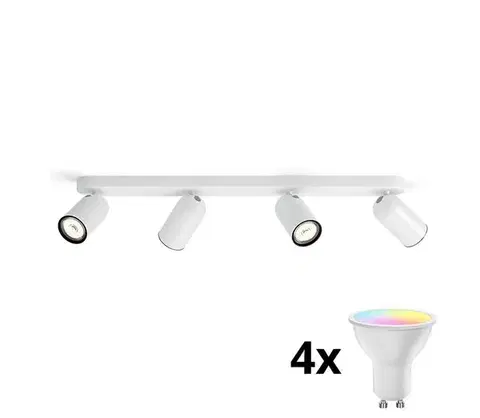 Svietidlá Philips - LED RGBW Stmievateľné bodové svietidlo 4xGU10/4,8W/230V3000K biela + diaľkové ovládanie P2051+4xAI2362