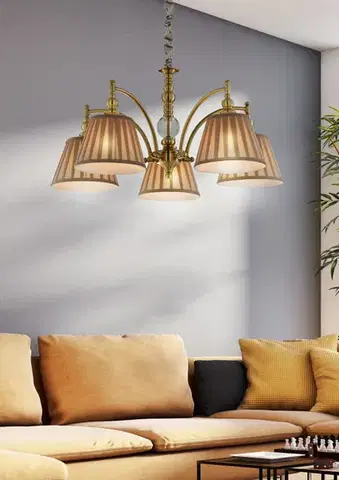 Svietidlá Závesná lampa patinovaná nastaviteľná reťaz 5x40W E14 Austin