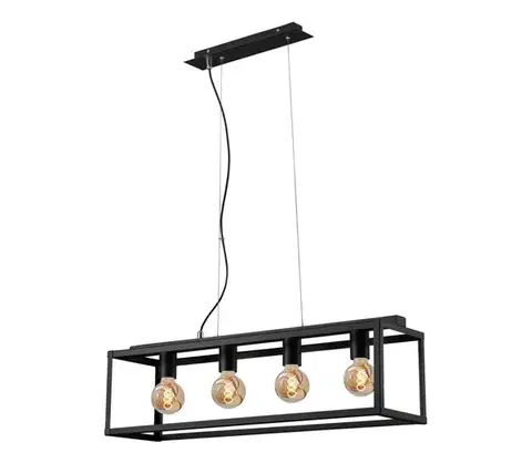 Svietidlá Briloner - Luster na lanku BLACK STEEL 4xE27/40W/230V 4020-045
