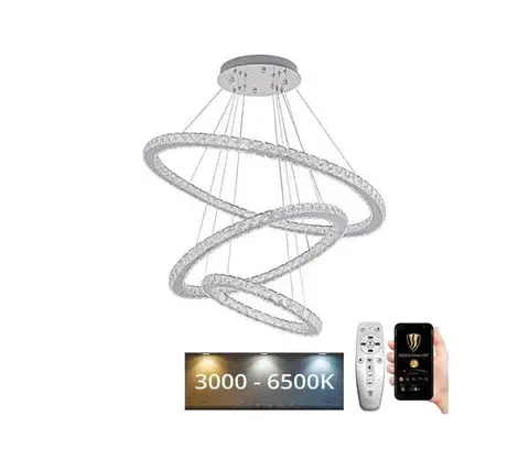 Svietidlá  LED Stmievateľný luster na lanku LED/210W/230V 3000-6500K strieborná + DO J6355/CH