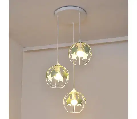 Svietidlá  Detský luster na lanku STARS 3xE27/15W/230V zelená/biela W-KD 1385/3 WT+MT