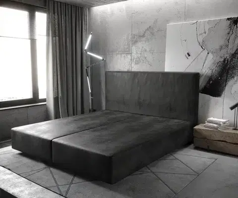 Rámy postelí DELIFE Boxspring posteľ Dream-Well 180×200 cm mikrovlákno antracitová vintage