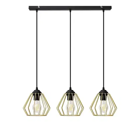 Svietidlá  Luster na lanku AGAT 3xE27/15W/230V zlatá/čierna W-L 1300/3 BK-B +GO MAT