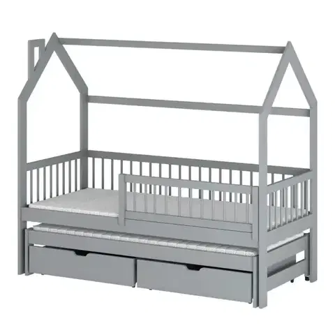 Detské postele Posteľ Domček Papi 80x160 sivá
