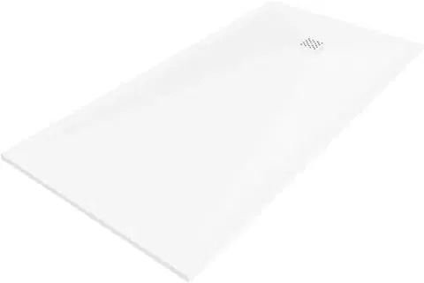 Vane MEXEN/S - Stone+ obdĺžniková sprchová vanička 180 x 100, biela, mriežka biela 44101018-W