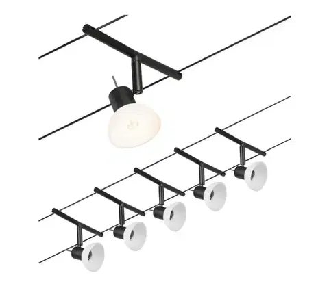 Svietidlá Paulmann 94450 - Súprava 5xGU5,3/10W Kompletný lanový systém SHEELA 230V čierny 94450