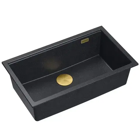 Kuchynské drezy Quadron Quadron - Granitový drez Logan 110 Black Metallic Zlaty HQD7644U8_PVDG1_U