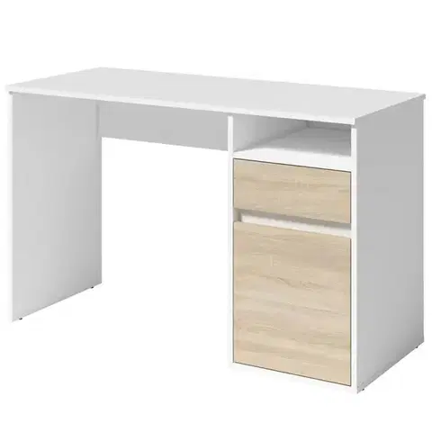 Moderné kancelárske stoly Písací stôl Billa 1d1sz 60 Nfsc B Biela/Sonoma