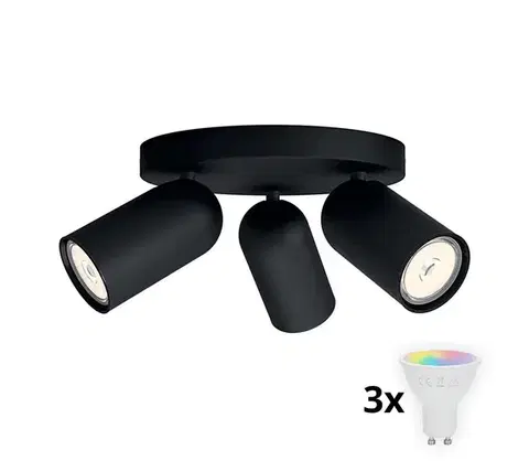 Svietidlá Philips - LED RGBW Stmievateľné bodové svietidlo PONGEE 3xGU10/4,8W/230V čierna +DO P2054+3xAI2362