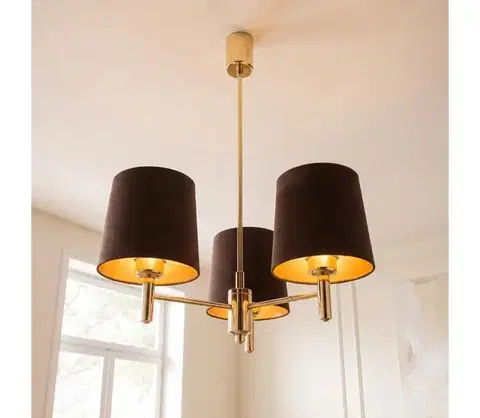 Svietidlá BRILAGI - Luster na tyči MONTE 3xE27/60W/230V hnedá/zlatá 8590828053446