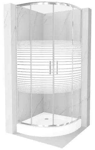 Vane MEXEN/S - Rio štvrťkruhový sprchovací kút 70 x 70, dekor/mráz, chróm + vanička Rio 863-070-070-01-20-4710