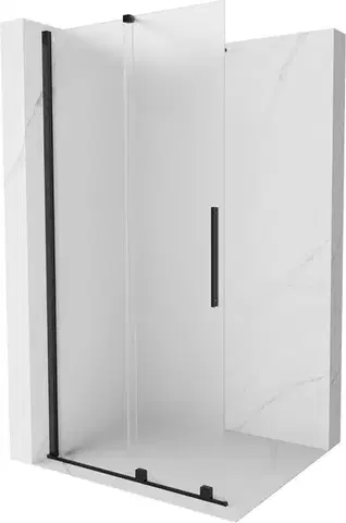 Sprchové dvere MEXEN/S - Velar Sprchová zástena posuvná Walk-in 90 x 200, dekor 8 mm, čierna 871-090-000-33-70