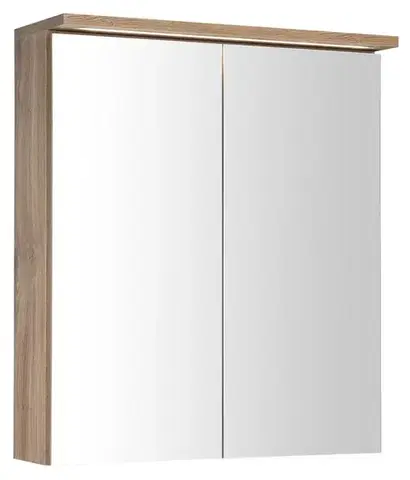 Kúpeľňový nábytok AQUALINE - KAWA STRIP Galérka s LED osvetlením 60x70x22cm, dub emporio WGL36S