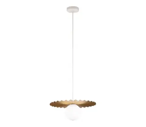 Svietidlá  Závesné svietidlo na lankách SUNPLISS 1xG9/10W/230V, priemer 35 cm, zlatá/krémová W-KM 358080/1 SAND+GO