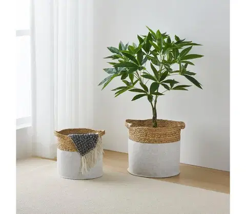 Taburetky Eglo 426584 - SADA 2x dekoračných košov NANAE 30x31 cm biela/béžová 426584