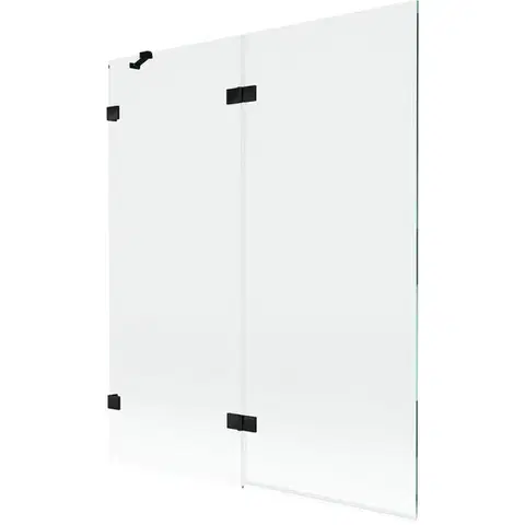 Sprchové dvere MEXEN/S - Lunar vaňová zástena 2-krídlová ľavá 140 x 150, transparent, čierna 897-140-100-70-00-L