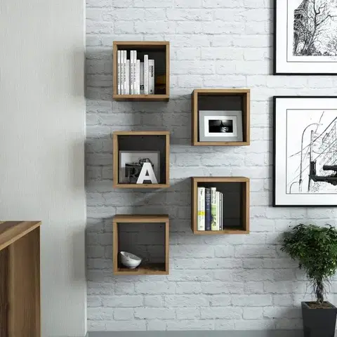 Bytové doplnky a dekorácie Nástenná polica Box - Walnut