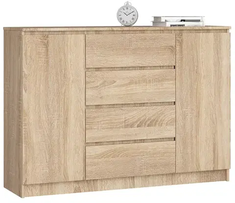 Komody a skrinky Moderná vysoká komoda, LEA140, dub Sonoma