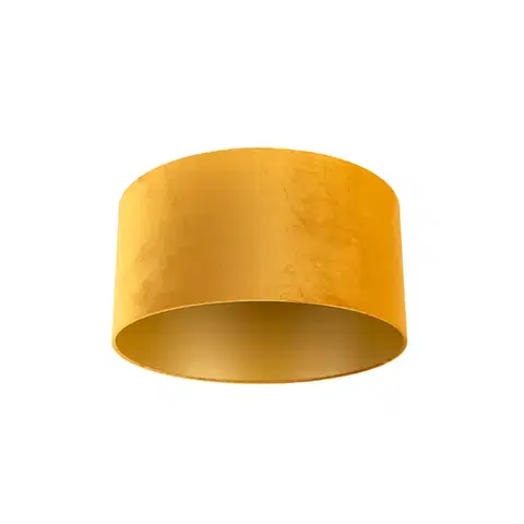 Tienidlo na lampu Zamatové tienidlo žlté 50/50/25 so zlatým interiérom