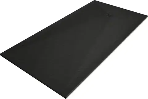 Vane MEXEN/S - Stone+ obdĺžniková sprchová vanička 160 x 100, čierna, mriežka čierna 44701016-B