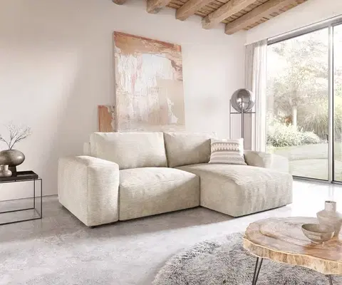 Rohové sedacie súpravy DELIFE Rohová pohovka Lanzo 230x155 cm manšester béžová variabilné ležadlo