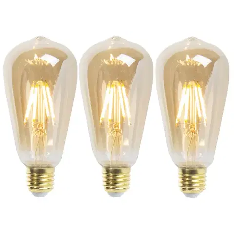 LED osvetlenie Sada 3 stmievateľných LED žiaroviek E27 ST64 Goldline 5W 380lm 2200K