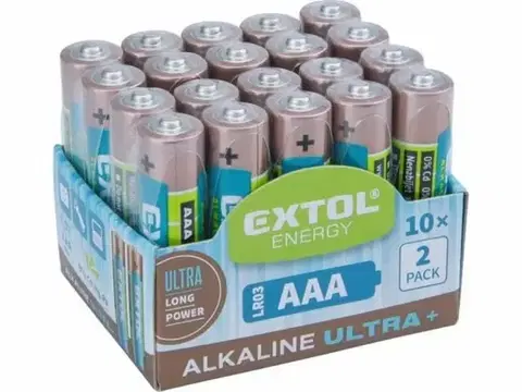 Batérie primárne EXTOL ENERGY Batéria alkalická AAA, 1,5V, 20ks