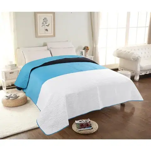 Prehozy na posteľ Prikrývka na posteľ Velvet 01 160x200 modrá/biely