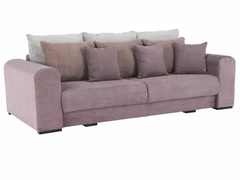 Pohovky a gauče KONDELA Gilen Big Sofa rozkladacia pohovka s úložným priestorom fialová / staroružová / béžová