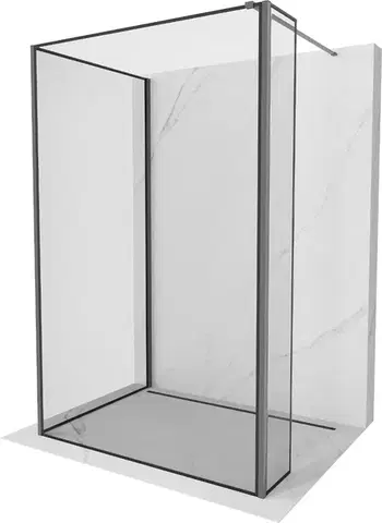 Sprchové dvere MEXEN/S - Kyoto Sprchová zástena WALK-IN 110 x 110 x 40, čierny vzor, grafit metal 800-110-110-221-95-70-040