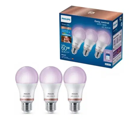 Žiarovky SADA 3x stmievateľných RGB LED žiaroviek Philips SMART A60 E27/8,8W/230V 2200-6500K 8720169204423