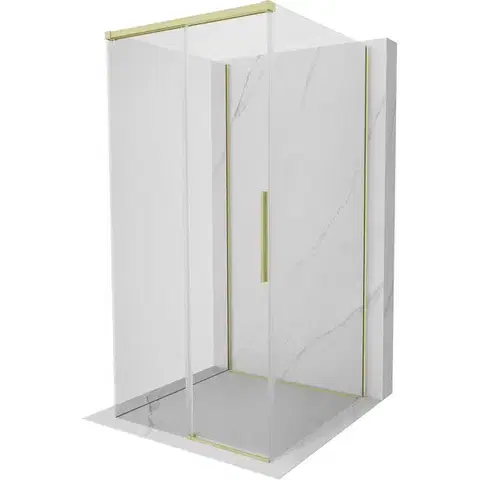 Sprchovacie kúty MEXEN/S - Rox-3S sprchovací kút 3 stenný, posuvný 100 x 100, transparent, zlato kartáčovaná 8C2-100-100-55-00-3S