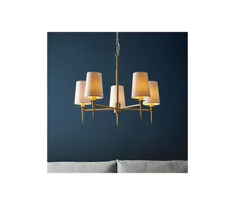 Svietidlá Endon 99458 - Závesný luster na reťazi 5xE14/6W/230V zlatá/biela 99458