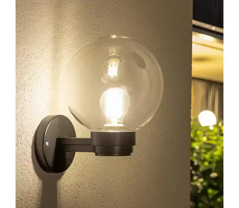 Svietidlá BRILAGI - Vonkajšie nástenné svietidlo HARBOR 1xE27/40W/230V IP33 čierne/číre GD-HAWU0T-00