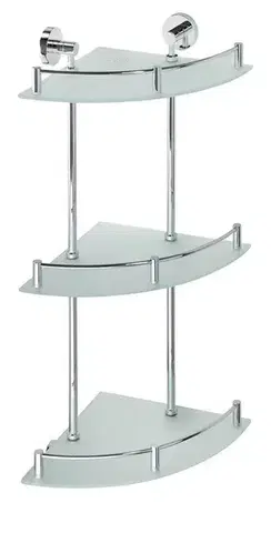 Kúpeľňový nábytok SAPHO XR606 X-Round E skl. polička roh. trojitá s hrazdou, 27 x 66 x 27 cm