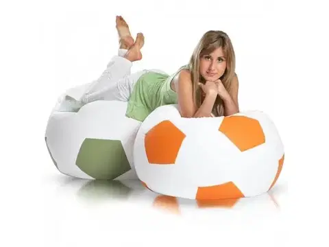 Sedacie vaky a kocky Sedací vak lopta sport l ekokoža 325l TiaHome - Oranžová
