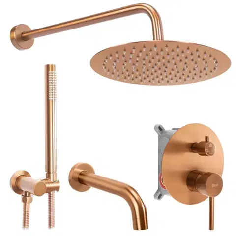 Kúpeľňové batérie REA - Podomietková kúpeľňová sada LUNGO Copper Brush + BOX REA-P8810