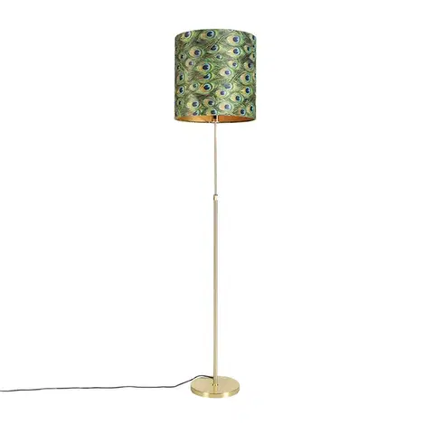 Stojace lampy Stojaca lampa zlatá/mosadzná s tienidlom z velúru Peacock 40/40 cm - Parte