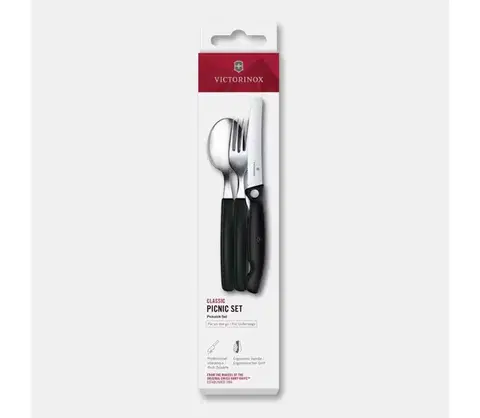 Príbory Victorinox - Pikniková sada príborov SWISS CLASSIC 3 ks čierna 6.7193.3F