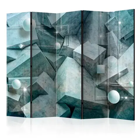 Paravány Paraván Concrete Cubes (Green) Dekorhome