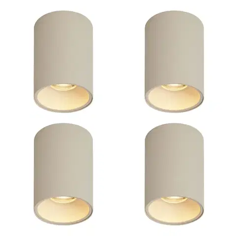 Bodove svetla Sada 4 moderných béžových prisadených bodových svetiel GU10 50 mm okrúhle - Deep