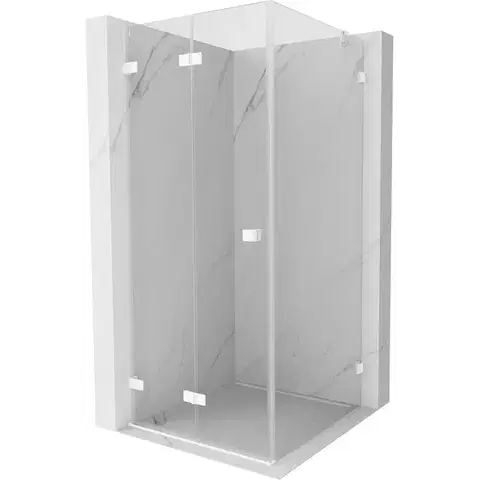 Sprchovacie kúty MEXEN/S - Lunar-F sprchovací kút skladacie dvere ľavá 100 x 100, transparent, biela 836-100-100-20-00-L