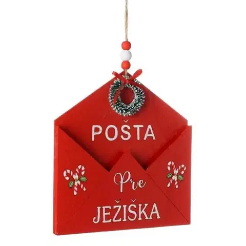 Vianočné dekorácie Kinekus Ozdoba závesná obálka 16x15x1,3 cm červená