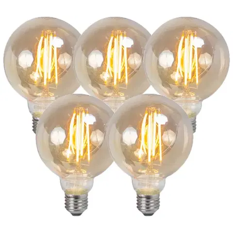 LED osvetlenie Sada 5 E27 stmievateľných LED žiaroviek s vláknom dymové 5W 450lm 2200K