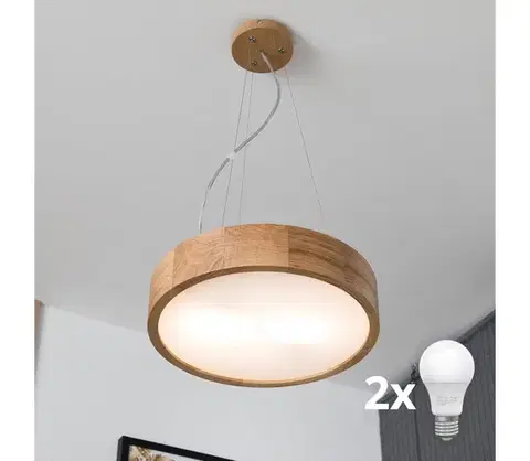 Svietidlá BRILAGI - LED luster na lanku CARVALHO 2xE27/15W/230V dub pr. 37 cm 8590828606765