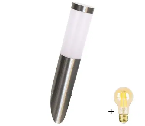 Svietidlá  LED stmievateľné vonkajšie nástenné svietidlo LIVIA 1xE27/6W/230V IP44 strieborná SA0462+AI0042