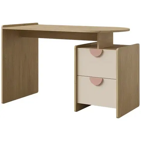 Moderné kancelárske stoly Písací stôl Lexi 12l/P Cremona/Macadamia/Ružová